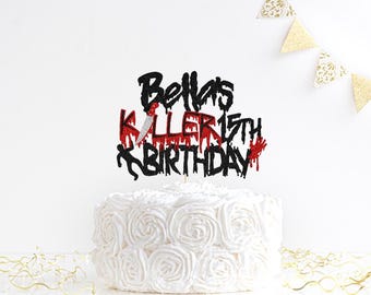 Personalized Killer Birthday cake topper, Horror Knife Cake, Halloween Birthday cake, Scream Birthday Topper, Horror movie, Friday 13th
