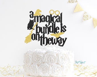 a magical bundle is on the way cake topper, Wizard baby Cake Topper, Little wizard on the way, magical baby shower, Magic school baby