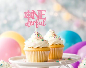 ONEderful cupcake, Isn't she onderful, onederful cake, snowflake birthday, little miss onederful topper, Isn't she lovely, winter onederland