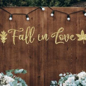 Fall in Love banner, Fall Bridal Shower, Autumn Wedding, Fall Engagement Party, Rustic Fall Banner, Falling in Love, Fall Pumpkin party image 4