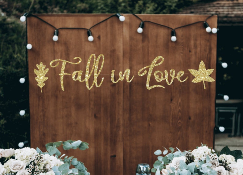 Fall in Love banner, Fall Bridal Shower, Autumn Wedding, Fall Engagement Party, Rustic Fall Banner, Falling in Love, Fall Pumpkin party image 4