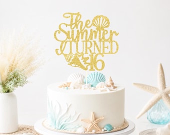 The Summer I Turned 16 cake topper, Personalized The Summer I Turned, Coastal Birthday, Ocean Beach Birthday, Seashell Coquette Theme