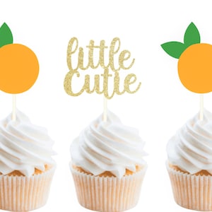 Little cutie topper, Orange Cupcake, little cutie is on the way, little cutie is one, clementine baby, citrus party, cutie baby shower!