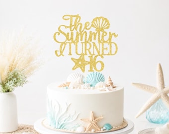 The Summer I Turned 16 cake topper, Personalized The Summer I Turned, Coastal Birthday, Ocean Beach Birthday, Seashell Coquette Theme
