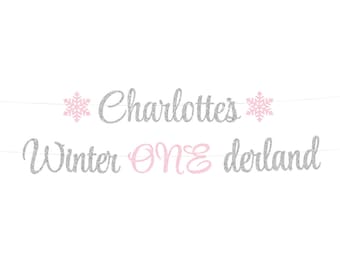 Winter ONEderland banner, Winter First Birthday, Custom name Onederland first birthday banner, Winter Wonderland, snowflake birthday