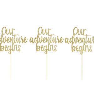 Our adventure begins cupcake topper, Wedding cupcake topper, Adventure cupcake topper, engagement cupcake topper, travel cupcake topper