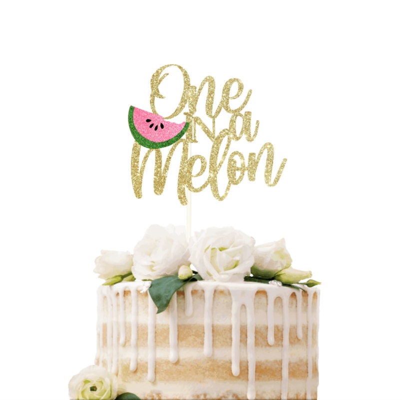 MUWEOL One In A Melon Wooden Cake Topper - Watermelon Themed 1st Birthday Party Decorations - View #4
