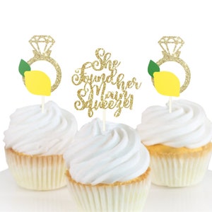 She found her Main Squeeze Cupcake Topper, Pucker Up Bridal, Lemon themed Bridal Shower, Lemon Theme Party, Main Squeeze Cupcake!