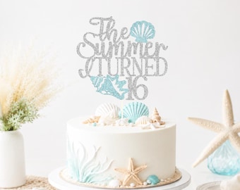The Summer I Turned 16 cake topper, Personalized The Summer I Turned, Coastal Birthday, Ocean Beach Birthday, Seashell Coquette Theme