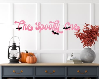 The Spooky One Banner, Halloween 1st birthday, The Spooky One birthday, Ghost birthday decorations, Halloween bat ghost, Pink Halloween