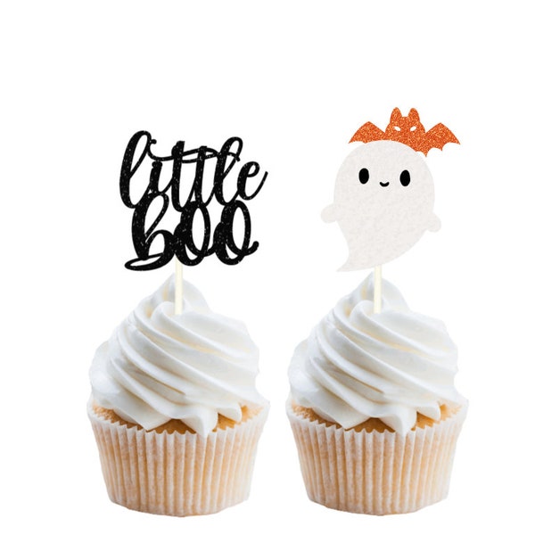 little boo cupcake toppers, little boo baby shower, little boo birthday, ghost baby, fall baby, little boo is almost due, Halloween baby