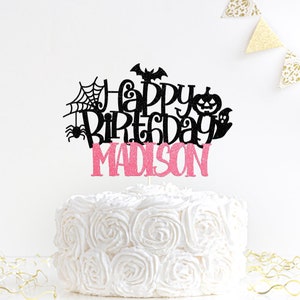 Adorno para tarta de Halloween, cumpleaños de Halloween, adorno de cumpleaños aterrador, adorno para tarta de Halloween personalizado, cumpleaños espeluznante, tarta de octubre