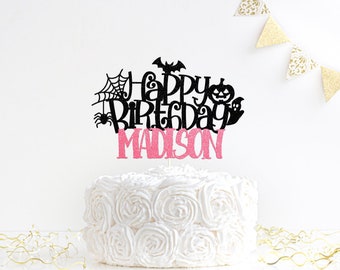 Halloween Happy Birthday Cake Topper, Halloween Birthday, Scary Birthday Topper, Custom Halloween Cake Topper, Spooky Birthday, October Cake