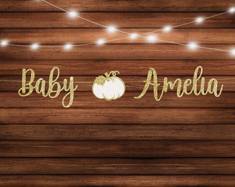 Baby Name Pumpkin Banner , Custom little pumpkin, baby pumpkin name, gender reveal, baby announcement, little pumpkin banner, pumpkin baby