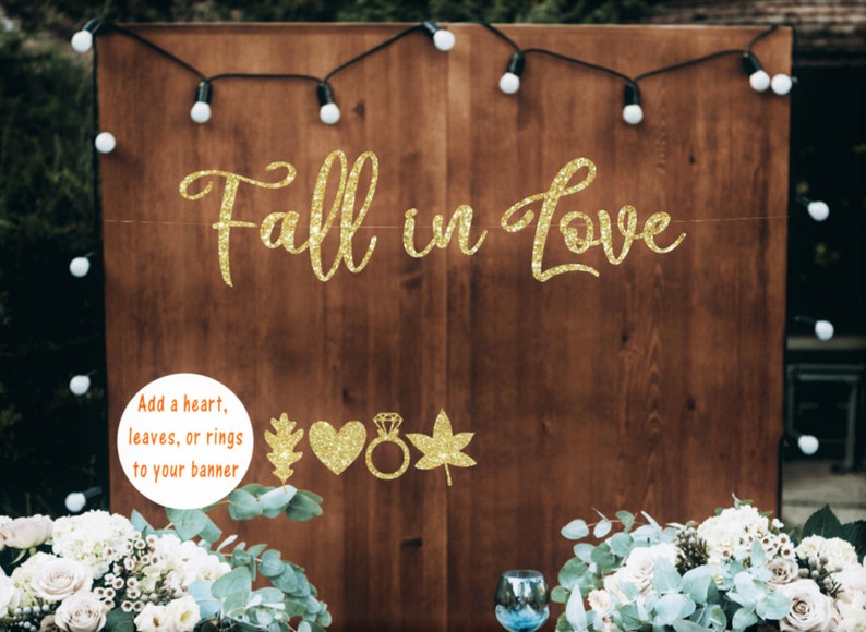 Fall in Love banner, Fall Bridal Shower, Autumn Wedding, Fall Engagement Party, Rustic Fall Banner, Falling in Love, Fall Pumpkin party image 1