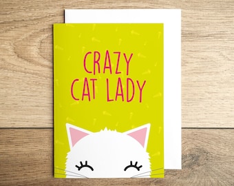 Crazy cat lady card, cat lover birthday card, cute cat card, card for girlfriend, funny cat card, cat owner card, cat mum card