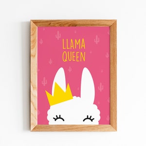 Reina de la llama, arte de la pared de la llama del drama, impresión de la llama, regalos de la llama, decoración de la llama, cartel de la llama, reina del drama, impresión de la alpaca, arte del humor, llama kawaii