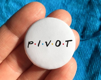 Pivot Friends badge, Friends TV show gift, Ross Geller pin, Ross Friends, Christmas Eve box fillers, stocking filler