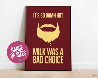 Anchorman poster, minimalist movie poster, Ron Burgundy, milk was a bad choice, Will Ferrell, movie quotes, movie poster, movie art