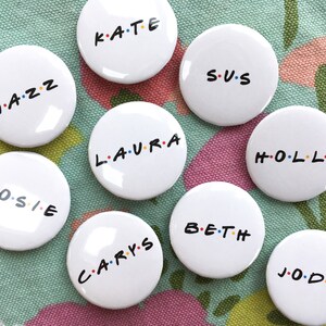 Personalised hen party badges, Friends TV show gift, hen night accessories, hen party bag fillers, bride to be, hen do, bridal shower pins image 5