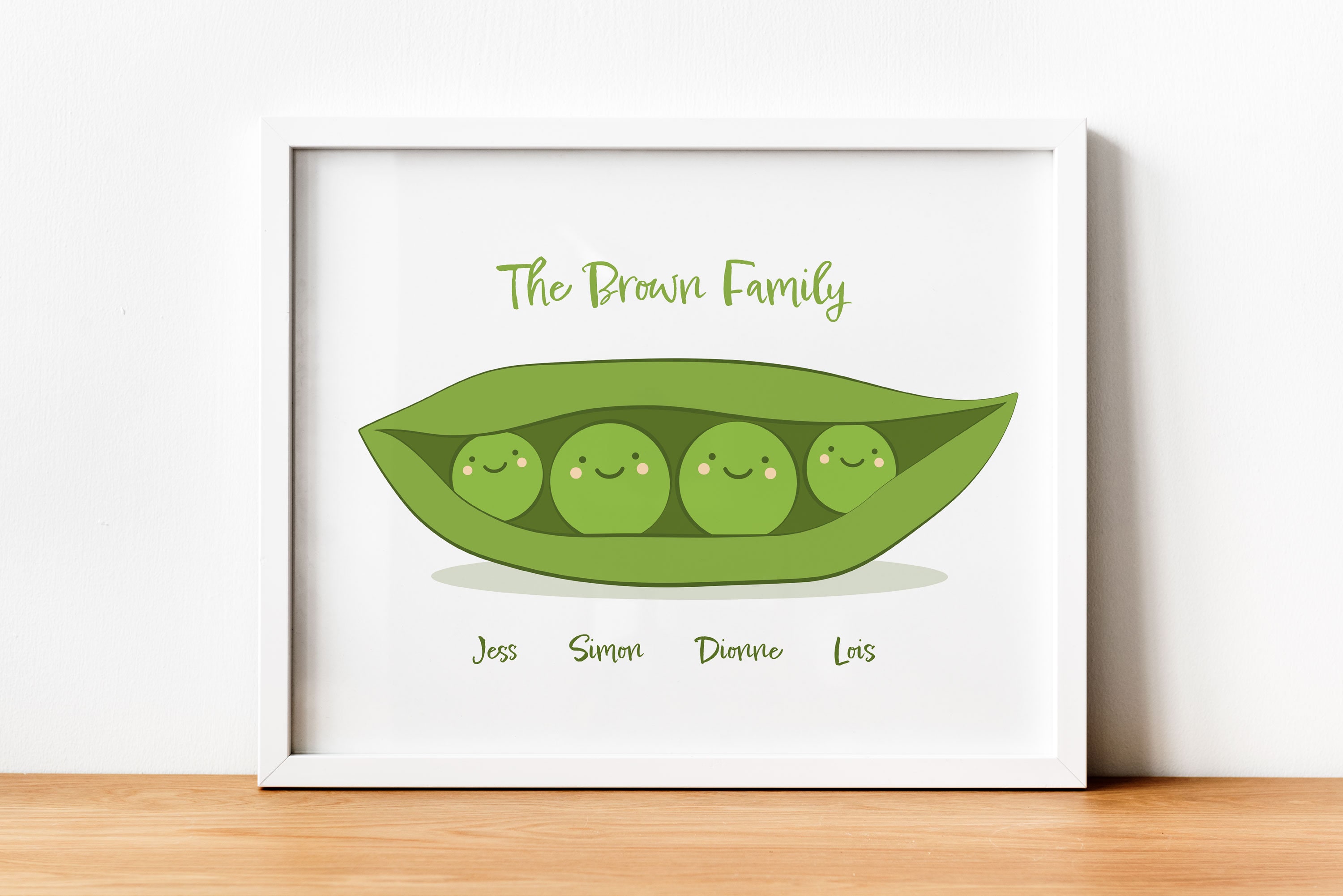 Personalized Peas in a Pod Family Portrait Print - Etsy