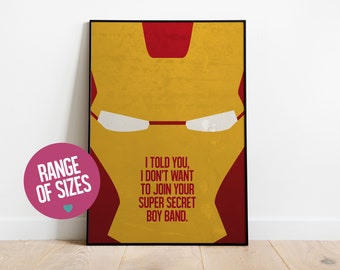 Iron Man poster, minimalist movie poster, Avengers print, Marvel print, movie quote, movie print, Iron Man quote, Tony Stark print