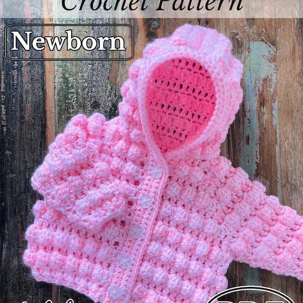 PDF Newborn Baby Bobble Hoodie, New Baby, Baby Hoodie, Baby Photo Prop, Crochet Baby Gift, New Baby Gift, Crochet Hoodie *Pattern Only*