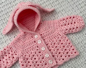 Baby Bunny Crochet Hoodie Pattern, NB-12m (PDF Pattern)
