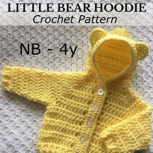 PDF NB-4yr Hoodie, Baby Crochet, Crochet Hoodie, Baby Hoodie, Toddler Hoodie, Crochet Cardigan, Photo Prop, Crochet Baby Gift *Pattern Only*