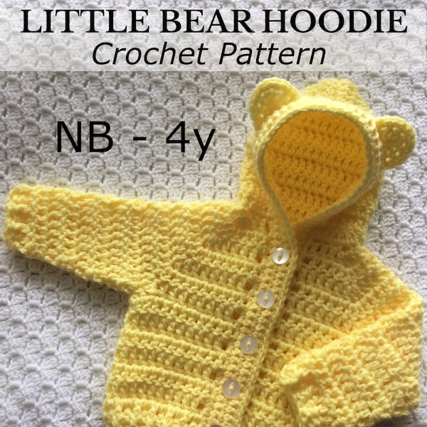 PDF NB-4yr Hoodie, Baby Crochet, Crochet Hoodie, Baby Hoodie, Toddler Hoodie, Crochet Cardigan, Photo Prop, Crochet Baby Gift *Pattern Only*