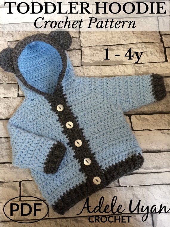 Toddler Bear Hoodie Crochet Pattern, 1-4 Years (PDF Pattern)