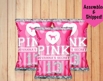 PINK Inspired Custom Chip Bags/Love PINK Party/Pink Party Favors/VS Party/Victoria's Secret Party