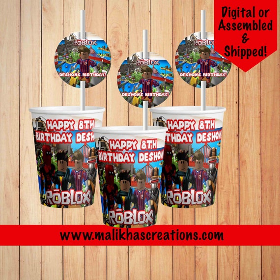 Roblox Party Cup And Straw Roblox Birthday Roblox Birthday Etsy - girl roblox birthday party package pink roblox birthday etsy