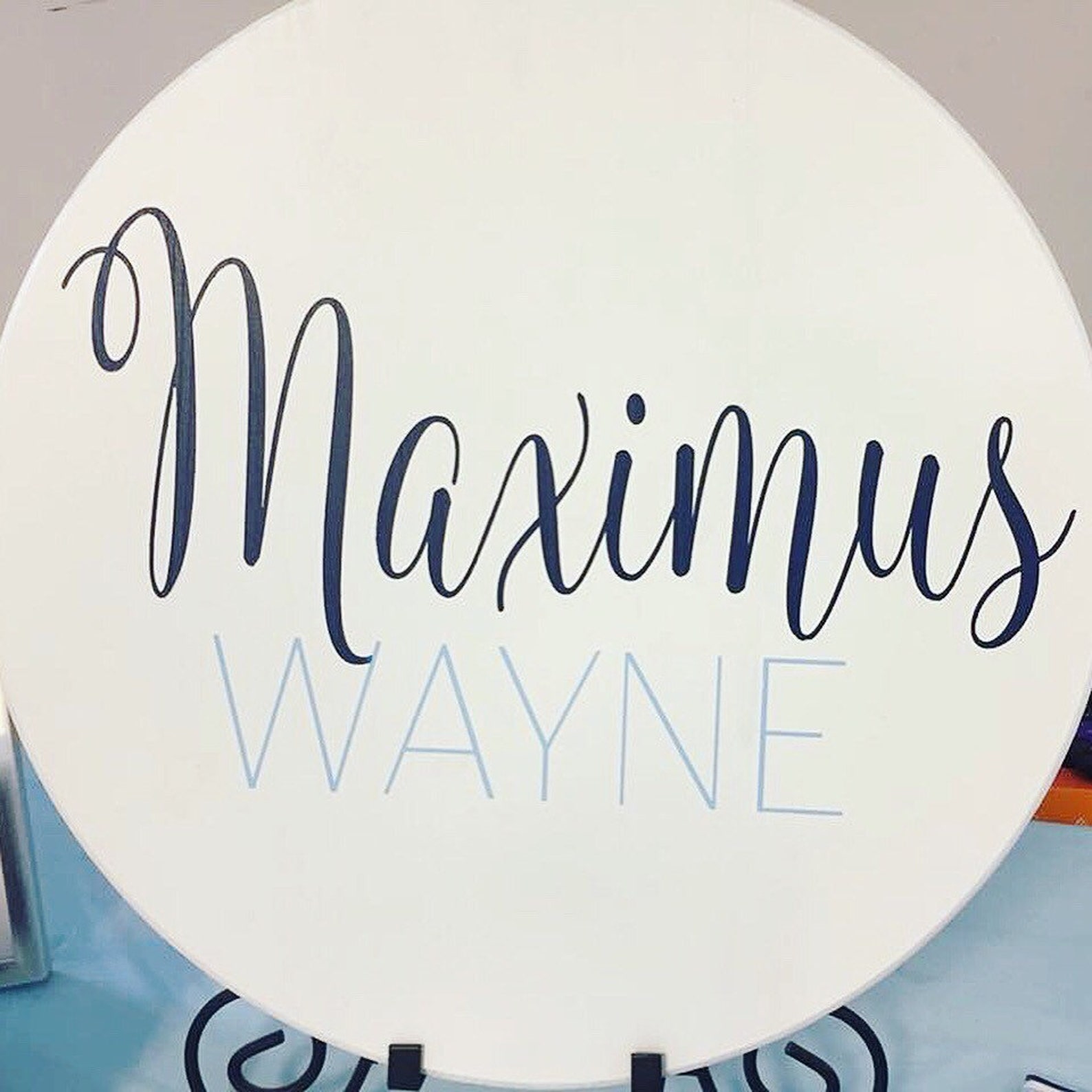 Baby name round Nursery sign Round name signs Etsy