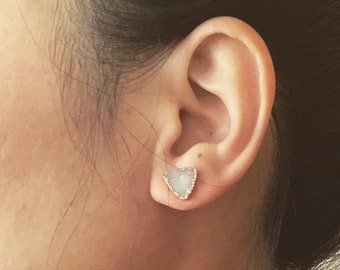 Crystal earrings, triangle earrings, stud earrings, druzy earrings, crystal studs, bridesmaids earrings, gemstone earrings