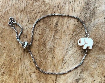 Elephant bracelet , small elephant bracelet adjustable bracelet, gemstone jewelry, good luck bracelet, animal bracelet, lucky bracelet