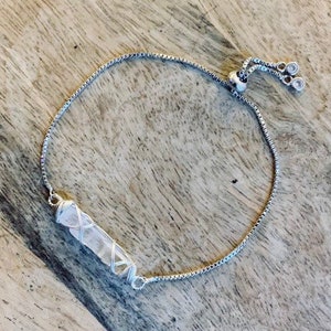Natural Quartz/raw quartz bracelet, crystal Quartz Bracelet, crystal bracelet, gemstone bracelet, raw bracelet, bridesmaids bracelet image 1