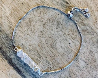 Natural Quartz/raw quartz bracelet, crystal Quartz Bracelet, crystal bracelet, gemstone bracelet, raw bracelet, bridesmaids bracelet