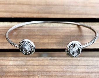 Herkimer diamond bracelet, crystal bracelet Natural Quartz/Raw Quartz bracelet, april birthstone bracelet, April bracelet, gemstone bracelet