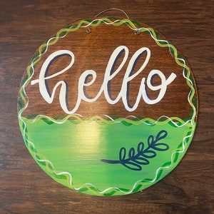 Front door decor, hello door hanger, spring door hanger, summer door hanger, cheery door hanger, housewarming gift, welcome to our home,