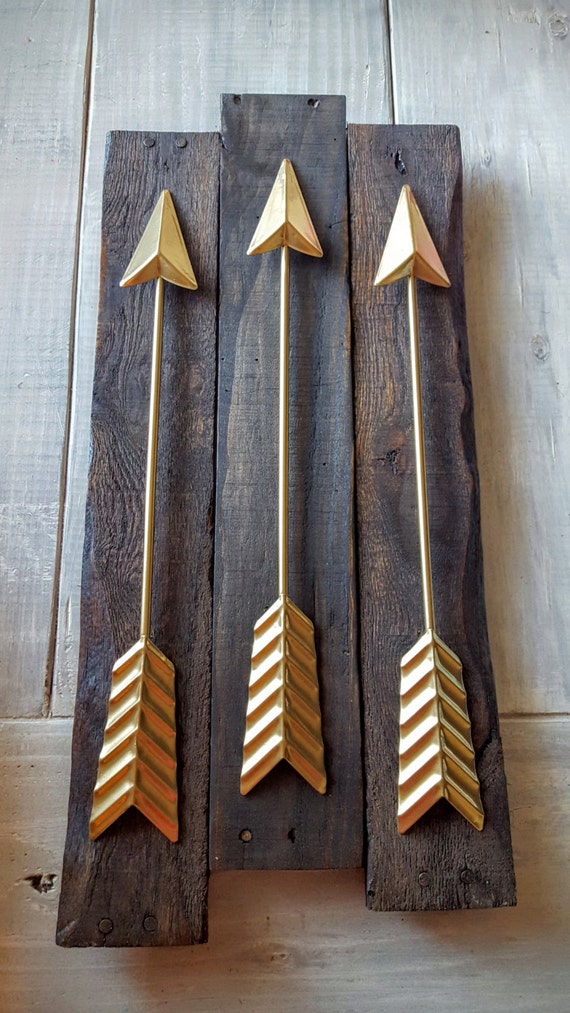 3 Metal Arrows on Reclaimed Wood Arrow Wall Decor Gallery Etsy