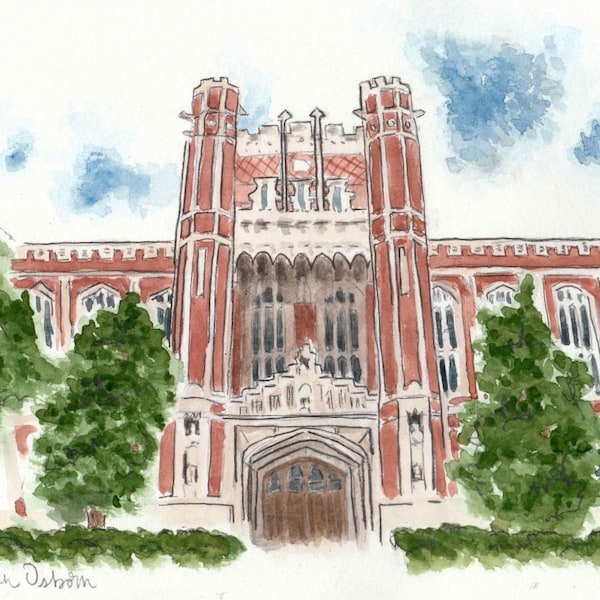 Bizzell Memorial Library // University of Oklahoma // Norman, OK // OU Print //Watercolor Print