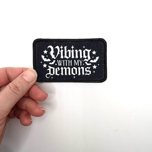 Vibing with my Demon | Sublimation | Printed Patch | sew on | iron on | hook | Moody
