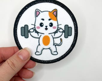 Écusson imprimé haltérophilie chat