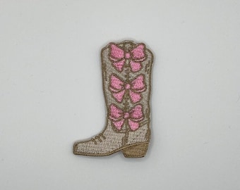 Cowgirl Boot with Bows Embroidered Patch