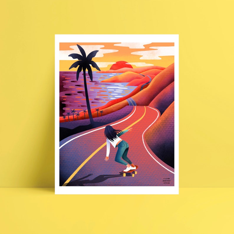 Sunset skateboard poster