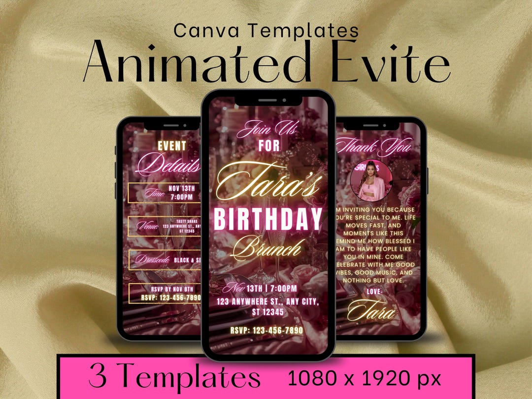 Animated Einvite Animated Birthday Evite Canva Template | Video Invitation (digital ...