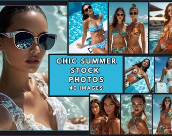 Chic Summer Stock Photos Bundle | Beach, Bikini, Vacation Content (Digital Download)