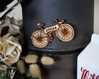 Personalised Bicycle Magnet Cycling Cycler Gift Wood Custom Hobby Laser Engraved Rustic Wooden Name Personalised Wood Burning Etch Carve