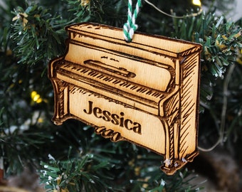 Personalised Piano Ornament Musician Music Player Gift Wood Custom Bauble Laser Engraved Rustic Wooden Name Personalised Decoration Irish